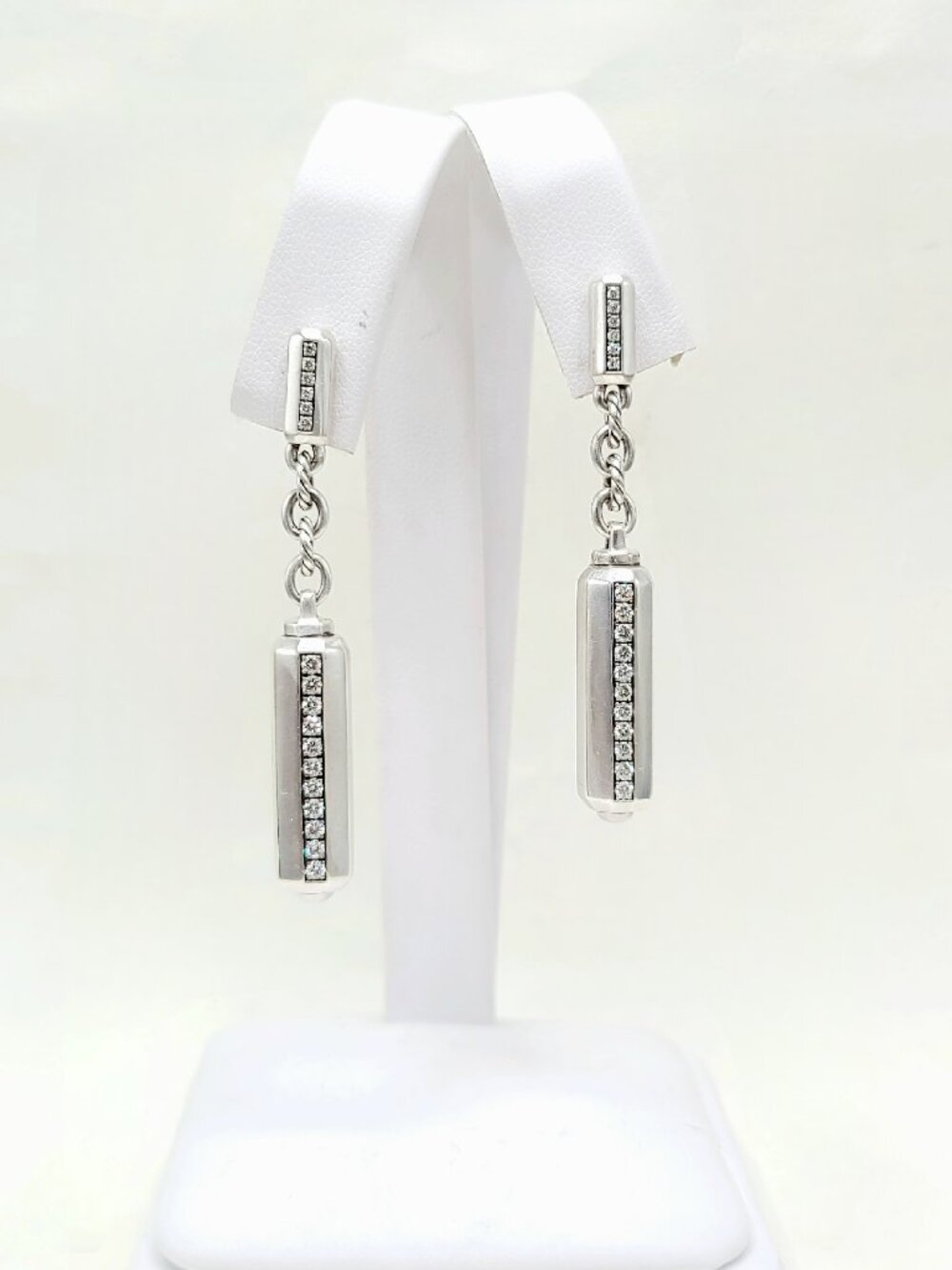 David Yurman Lexington Barrel Drop Earring w/ Pavé White Diamonds - RARE